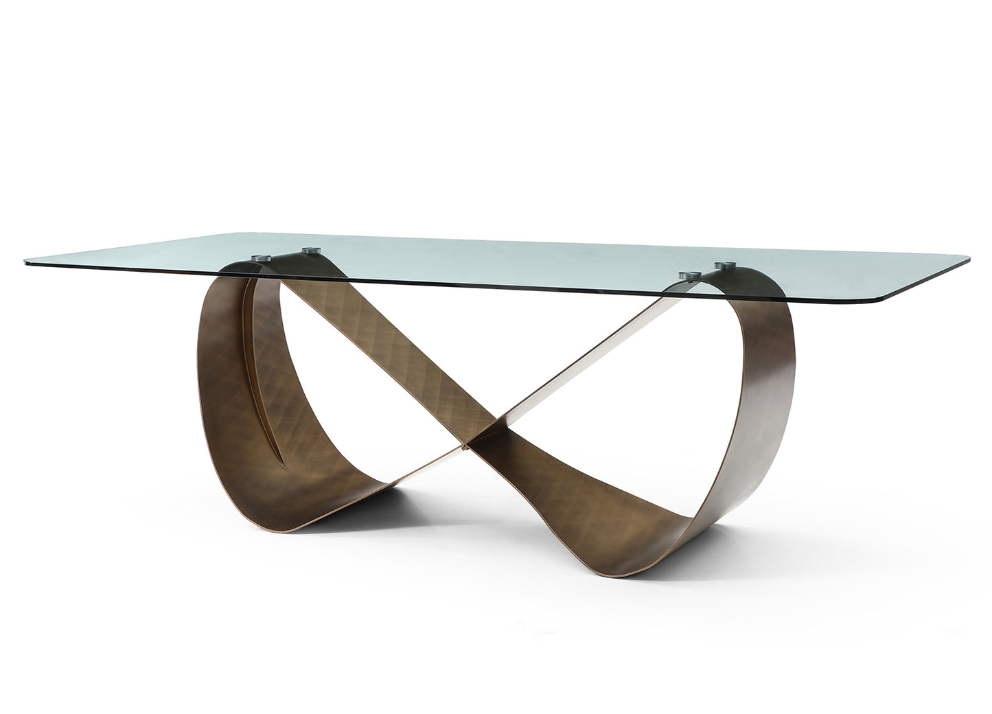 Tabselect Glass Top Dining Table With Brushed Bronze Base