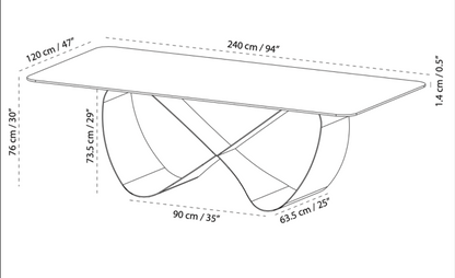 Tabselect Glass Top Dining Table With Brushed Bronze Base