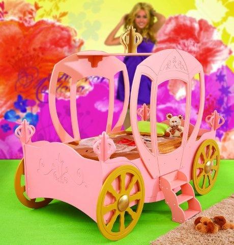 Maxima House Princess Carriage Toddler Bed with mattress, Pink