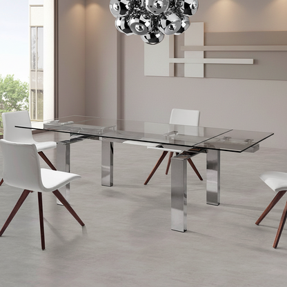 Tabselect Extendable Glass Dining Table With Metal Legs