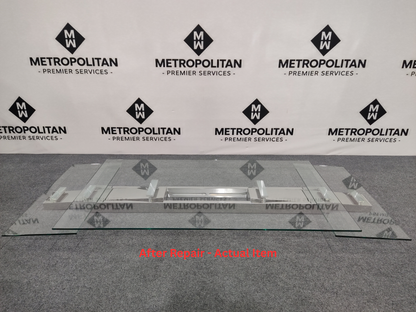 Tabselect Extendable Glass Dining Table With Wooden Legs – Professionally Repaired Open-Box