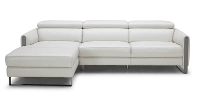 J&M Furniture Vella Premium Leather Sectional In Light Grey Left hand Facing