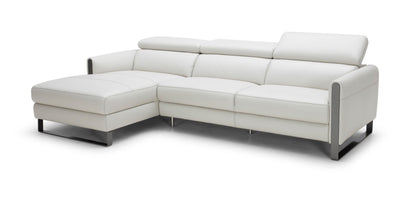 J&M Furniture Vella Premium Leather Sectional In Light Grey Left hand Facing