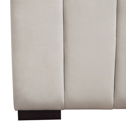 Venus Vertical Channel Tufted Eastern King Bed in Light Grey Velvet by Diamond Sofa