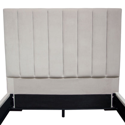 Venus Vertical Channel Tufted Eastern King Bed in Light Grey Velvet by Diamond Sofa