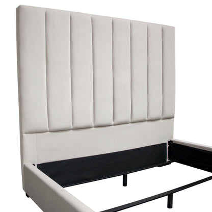Venus Vertical Channel Tufted Eastern King Bed in Light Grey Velvet by Diamond Sofa