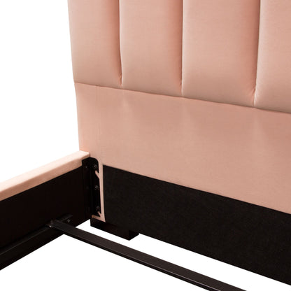 Venus Vertical Channel Tufted Eastern King Bed in Blush Pink Velvet by Diamond Sofa