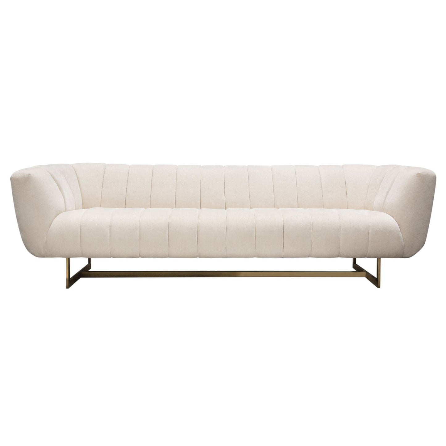 Venus Cream Fabric Sofa w/ Contrasting Pillows & Gold Finished Metal Base by Diamond Sofa
