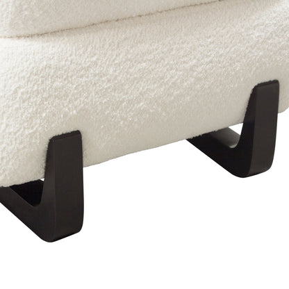Vesper Armless Chair in Faux White Shearling w/ Black Wood Leg Base by Diamond Sofa