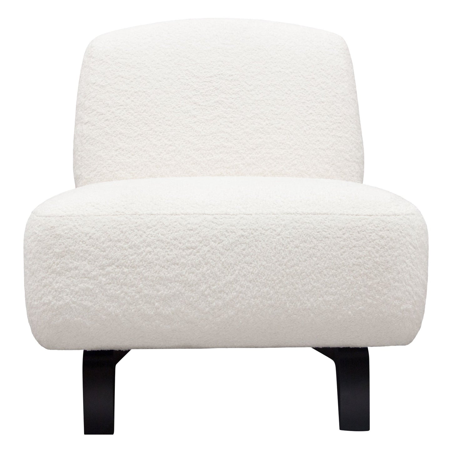 Vesper Armless Chair in Faux White Shearling w/ Black Wood Leg Base by Diamond Sofa