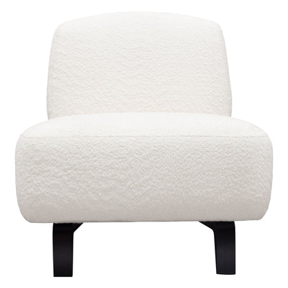 Vesper Armless Chair in Faux White Shearling w/ Black Wood Leg Base by Diamond Sofa