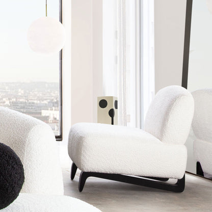 Vesper Armless Chair in Faux White Shearling w/ Black Wood Leg Base by Diamond Sofa
