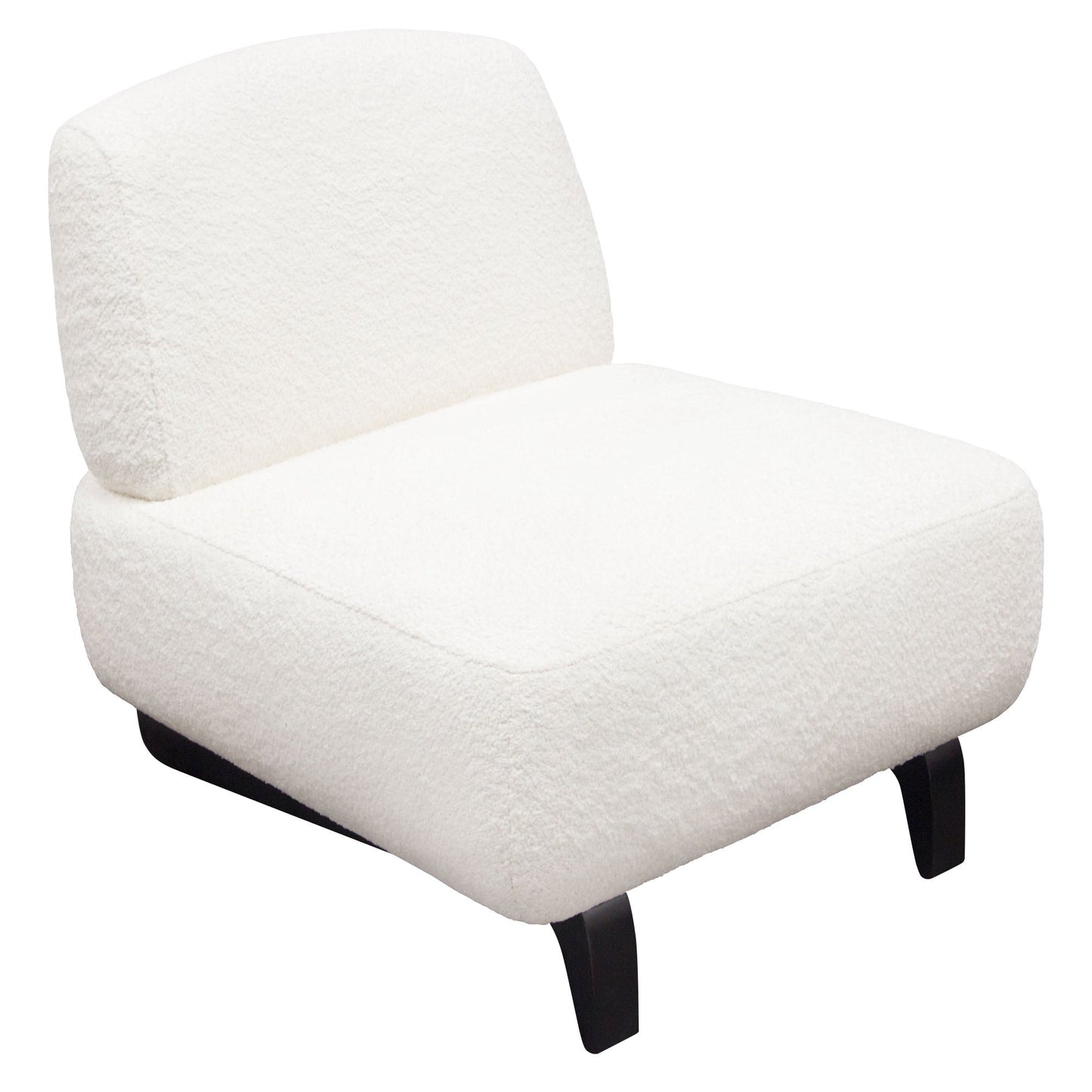 Vesper Armless Chair in Faux White Shearling w/ Black Wood Leg Base by Diamond Sofa