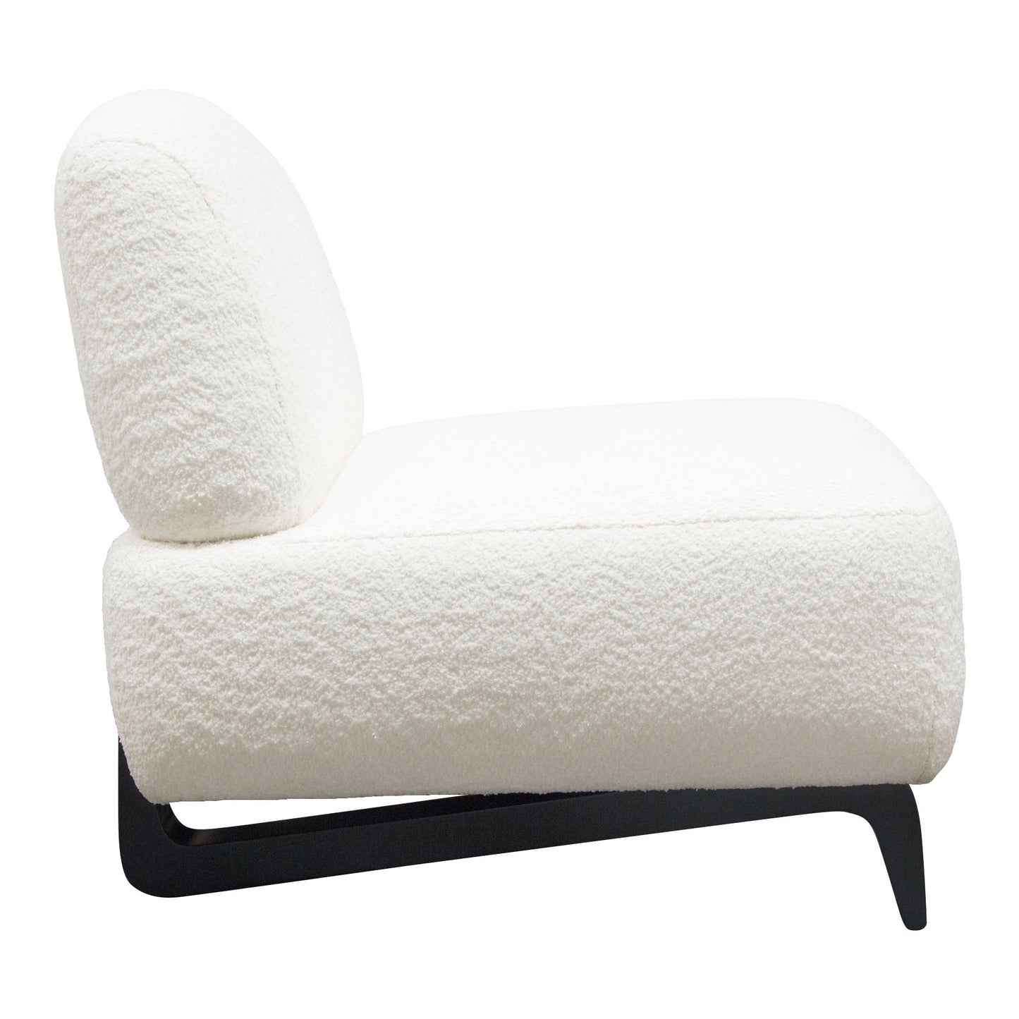 Vesper Armless Chair in Faux White Shearling w/ Black Wood Leg Base by Diamond Sofa