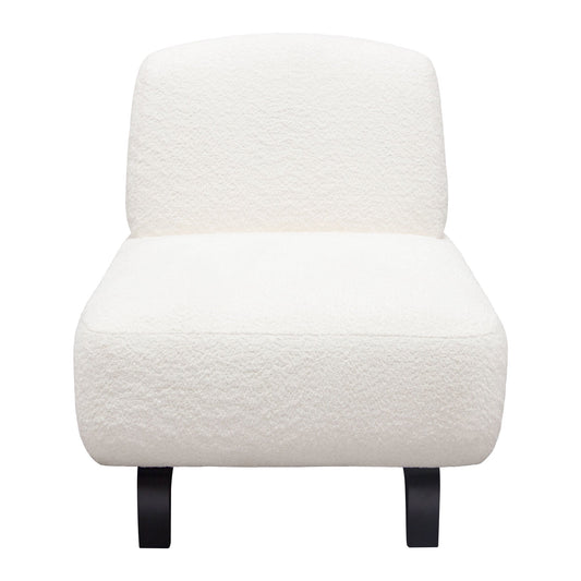 Vesper Armless Chair in Faux White Shearling w/ Black Wood Leg Base by Diamond Sofa