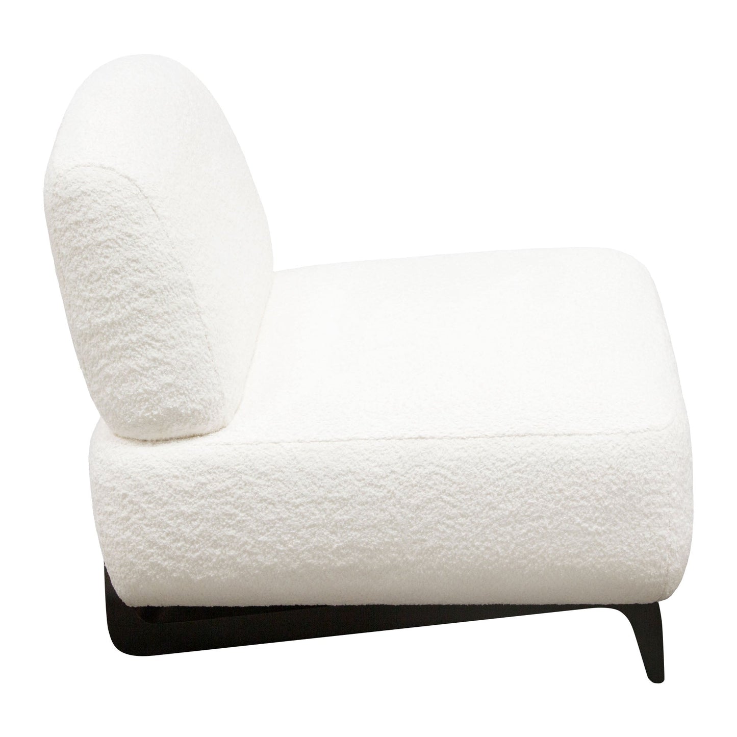 Vesper Armless Chair in Faux White Shearling w/ Black Wood Leg Base by Diamond Sofa