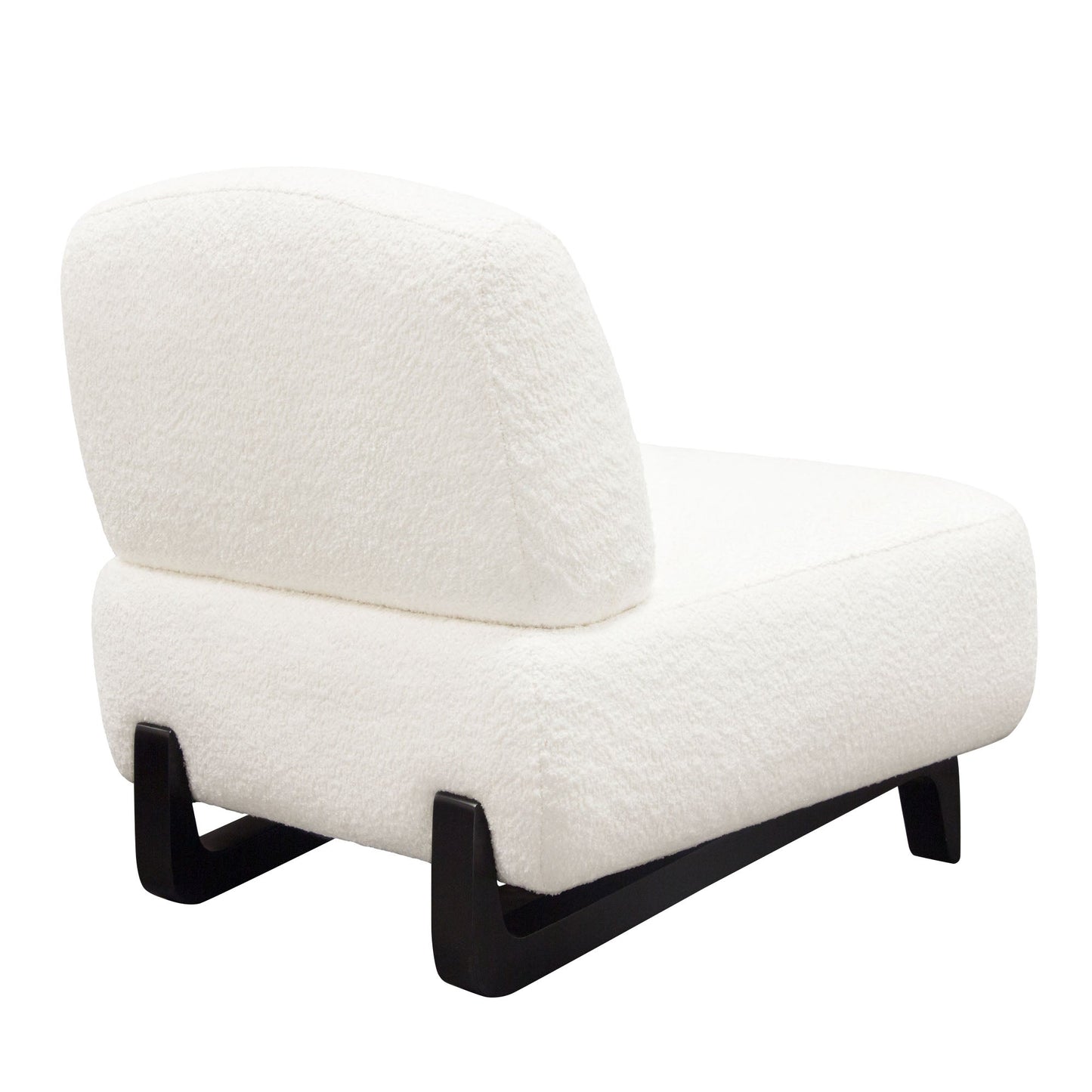 Vesper Armless Chair in Faux White Shearling w/ Black Wood Leg Base by Diamond Sofa
