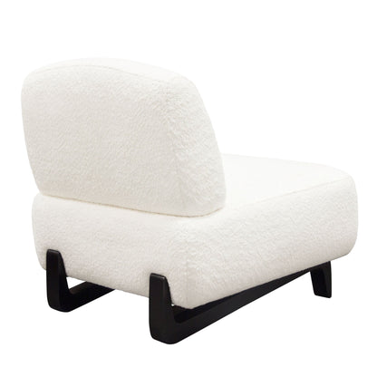 Vesper Armless Chair in Faux White Shearling w/ Black Wood Leg Base by Diamond Sofa