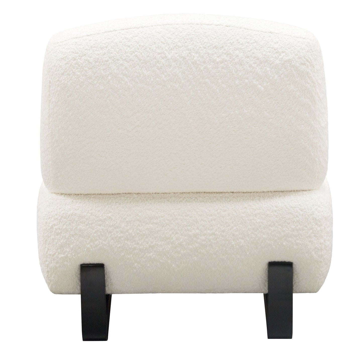 Vesper Armless Chair in Faux White Shearling w/ Black Wood Leg Base by Diamond Sofa