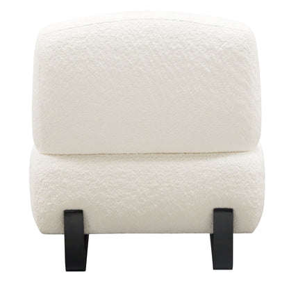 Vesper Armless Chair in Faux White Shearling w/ Black Wood Leg Base by Diamond Sofa