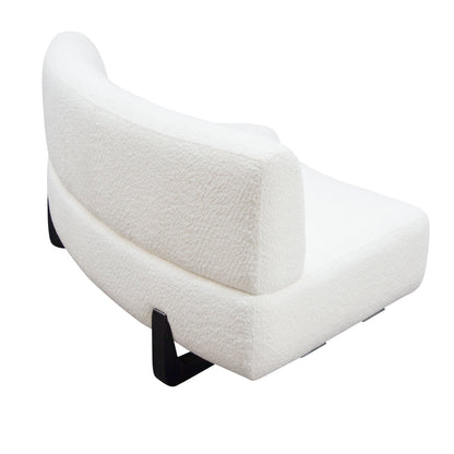 Vesper Curved Armless Sofa in Faux White Shearling w/ Black Wood Leg Base by Diamond Sofa