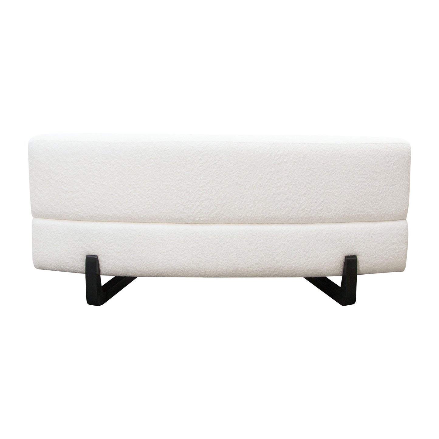 Vesper Curved Armless Sofa in Faux White Shearling w/ Black Wood Leg Base by Diamond Sofa