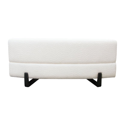 Vesper Curved Armless Sofa in Faux White Shearling w/ Black Wood Leg Base by Diamond Sofa