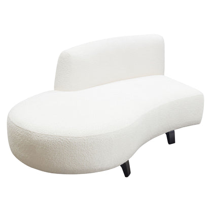 Vesper Curved Armless Left Chaise in Faux White Shearling w/ Black Wood Leg Base by Diamond Sofa