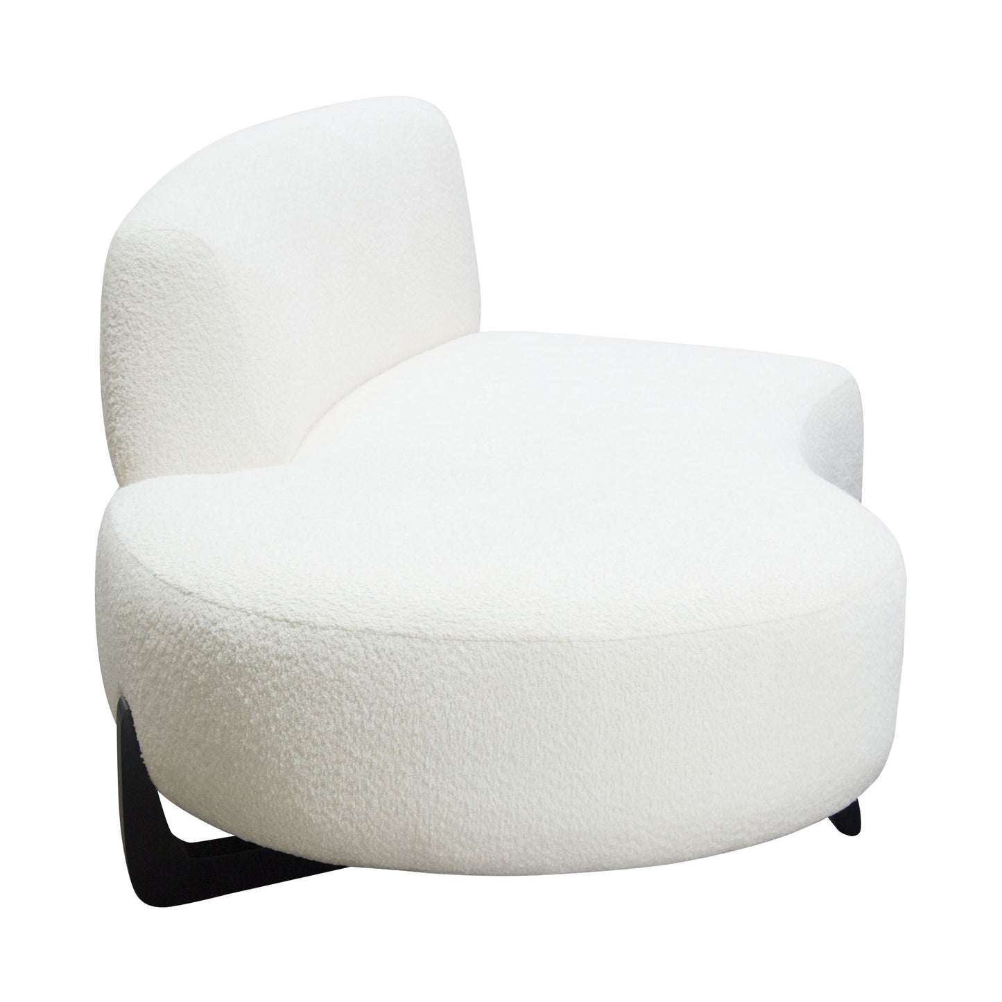 Vesper Curved Armless Left Chaise in Faux White Shearling w/ Black Wood Leg Base by Diamond Sofa