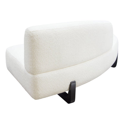Vesper Curved Armless Left Chaise in Faux White Shearling w/ Black Wood Leg Base by Diamond Sofa