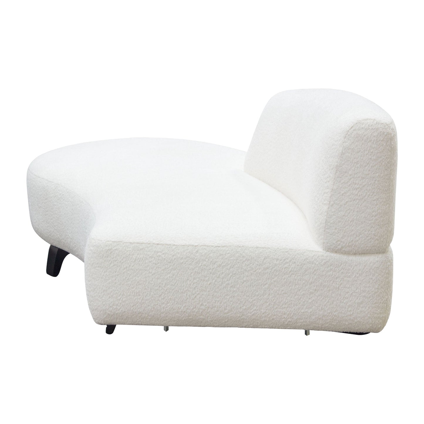 Vesper Curved Armless Left Chaise in Faux White Shearling w/ Black Wood Leg Base by Diamond Sofa