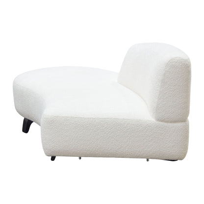 Vesper Curved Armless Left Chaise in Faux White Shearling w/ Black Wood Leg Base by Diamond Sofa