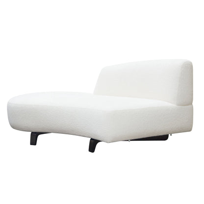 Vesper Curved Armless Left Chaise in Faux White Shearling w/ Black Wood Leg Base by Diamond Sofa