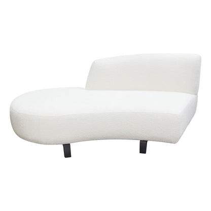 Vesper Curved Armless Left Chaise in Faux White Shearling w/ Black Wood Leg Base by Diamond Sofa