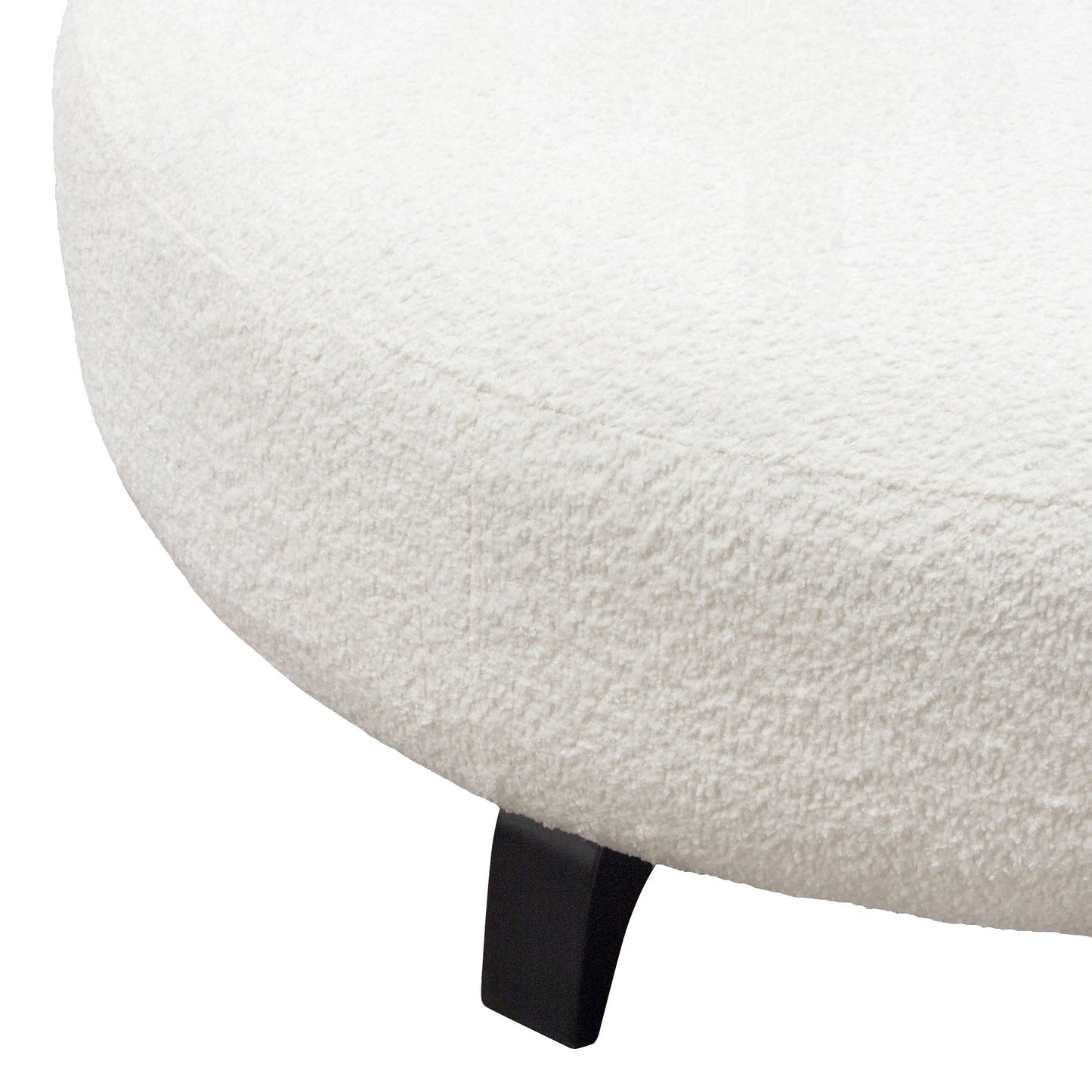 Vesper Round Ottoman in Faux White Shearling w/ Black Wood Leg Base by Diamond Sofa