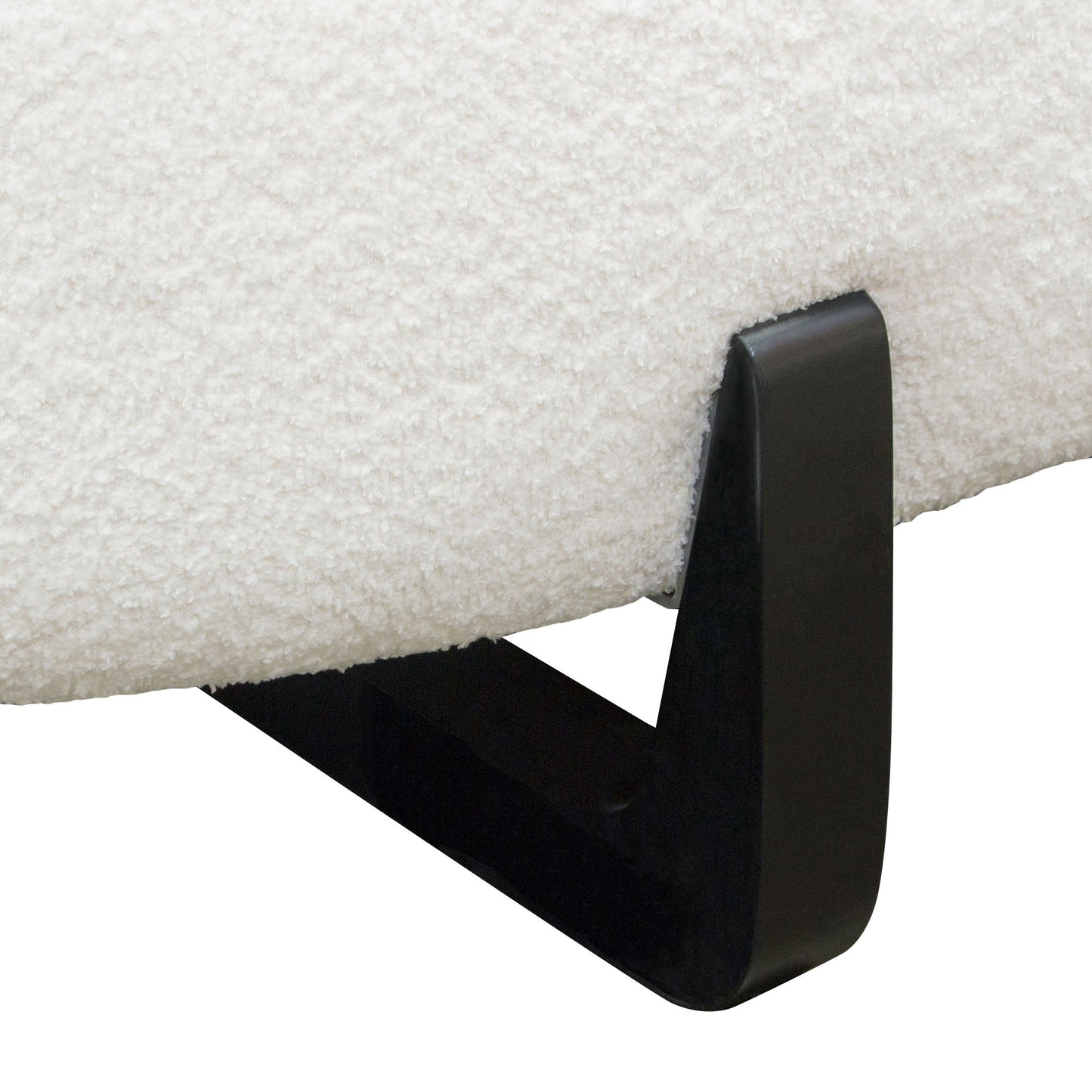 Vesper Curved Armless Right Chaise in Faux White Shearling w/ Black Wood Leg Base by Diamond Sofa