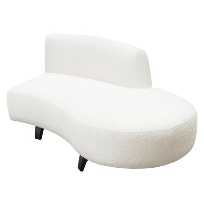 Vesper Curved Armless Right Chaise in Faux White Shearling w/ Black Wood Leg Base by Diamond Sofa