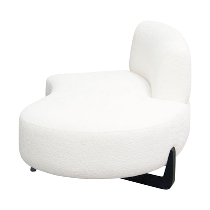 Vesper Curved Armless Right Chaise in Faux White Shearling w/ Black Wood Leg Base by Diamond Sofa