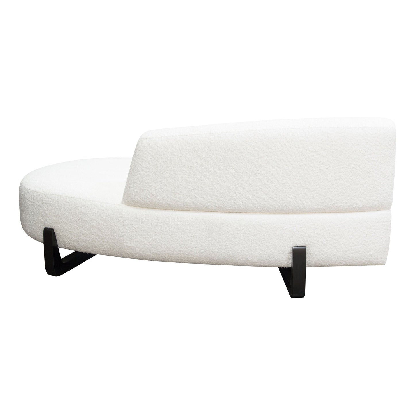 Vesper Curved Armless Right Chaise in Faux White Shearling w/ Black Wood Leg Base by Diamond Sofa