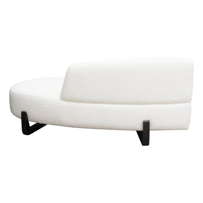 Vesper Curved Armless Right Chaise in Faux White Shearling w/ Black Wood Leg Base by Diamond Sofa