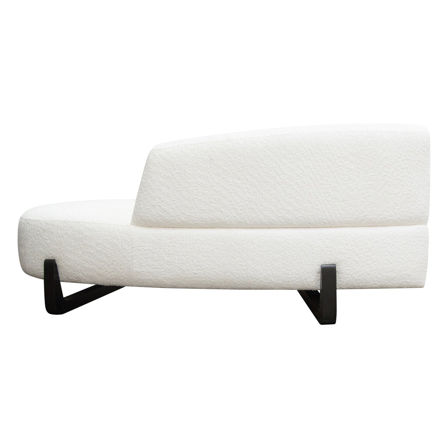 Vesper Curved Armless Right Chaise in Faux White Shearling w/ Black Wood Leg Base by Diamond Sofa