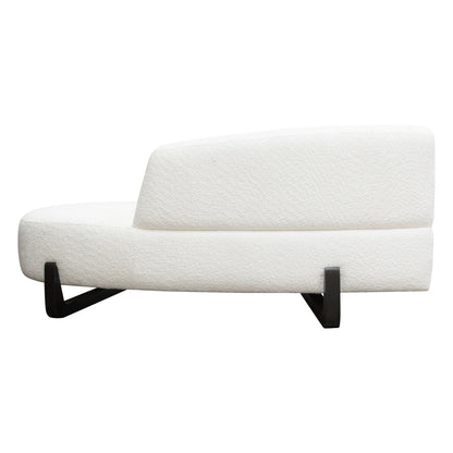 Vesper Curved Armless Right Chaise in Faux White Shearling w/ Black Wood Leg Base by Diamond Sofa