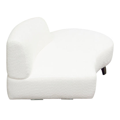 Vesper Curved Armless Right Chaise in Faux White Shearling w/ Black Wood Leg Base by Diamond Sofa