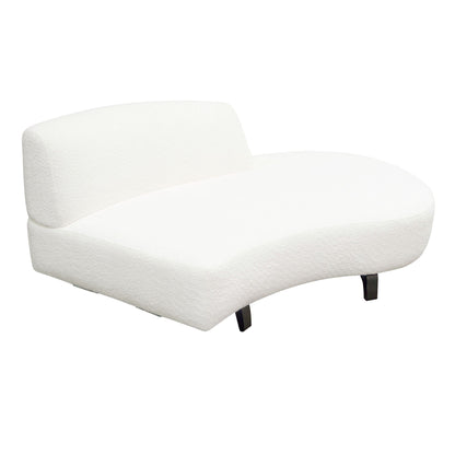 Vesper Curved Armless Right Chaise in Faux White Shearling w/ Black Wood Leg Base by Diamond Sofa
