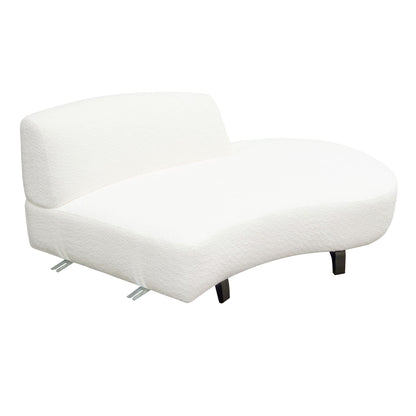 Vesper Curved Armless Right Chaise in Faux White Shearling w/ Black Wood Leg Base by Diamond Sofa