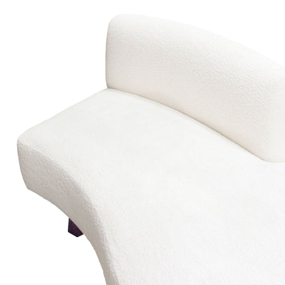 Vesper Curved Armless Right Chaise in Faux White Shearling w/ Black Wood Leg Base by Diamond Sofa
