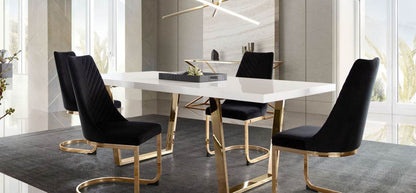 Vogue Set of (2) Dining Chairs in Black Velvet with Polished Gold Metal Base by Diamond Sofa
