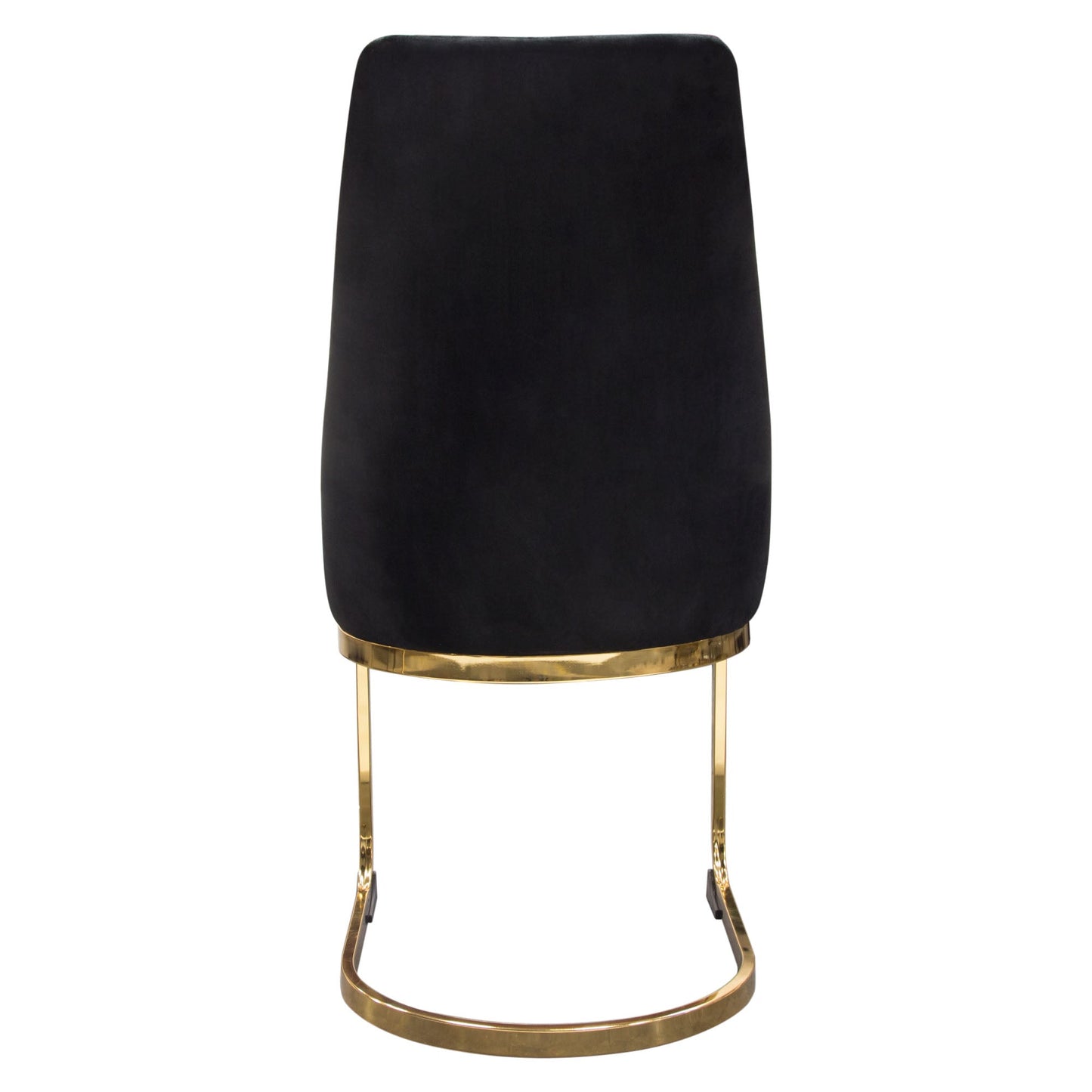 Vogue Set of (2) Dining Chairs in Black Velvet with Polished Gold Metal Base by Diamond Sofa