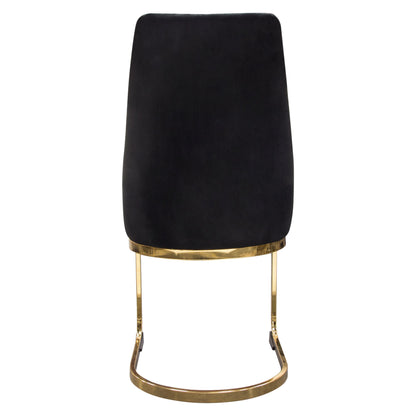 Vogue Set of (2) Dining Chairs in Black Velvet with Polished Gold Metal Base by Diamond Sofa
