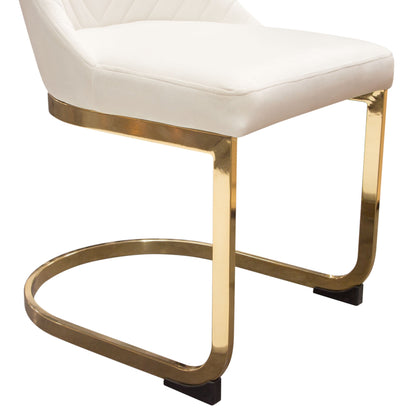 Vogue Set of (2) Dining Chairs in Cream Velvet with Polished Gold Metal Base by Diamond Sofa